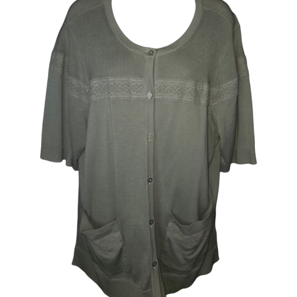 Isaac Mizrahi Crocheted 3/4 Sleeve Cardigan Sweater